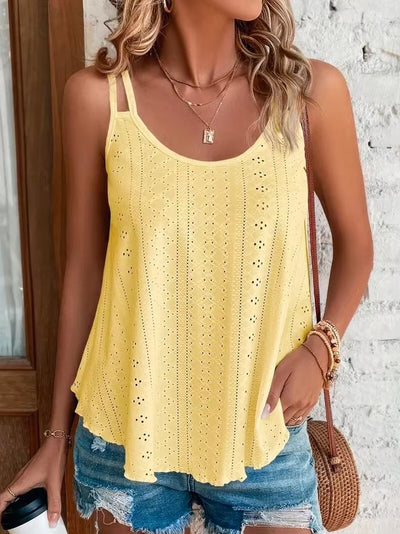 Large Big 5Xl Women Leisure Simple Boho Camis Tops Women'S Hollow Out Top Pullovers 2024 New Summer Casual Beach Shirts Clothing